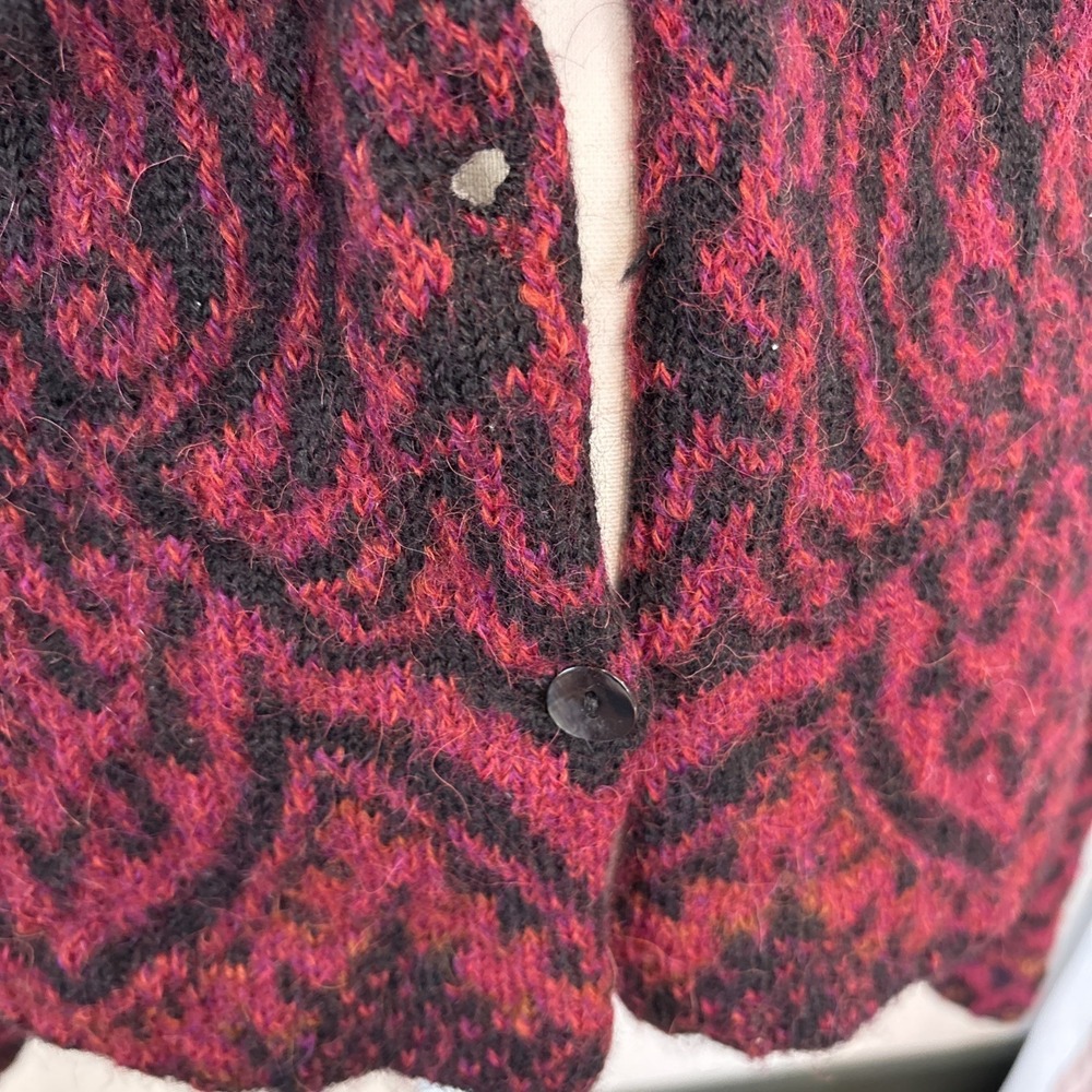 Peruvian Connection‎ 100% Alpaca Handmade Bolivia MEDIUM Cardigan Sweater FLAW - Picture 2 of 11